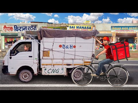 Delivery Boy Amazing Skills On Time Food Delivery Bicycle Hindi Kahaniya Moral Stories Comedy Video