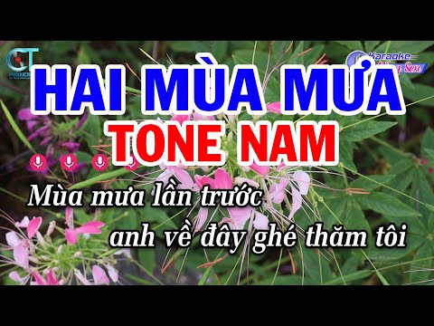 Karaoke Hai Mùa Mưa Tone Nam ( Bm ) Nhạc Sống Mới || Karaoke Đồng Sen