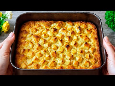 Apfelkuchen mit Pudding  Der berühmte Apfelkuchen, der auf der Zunge zergeht  In nur 15 Minuten