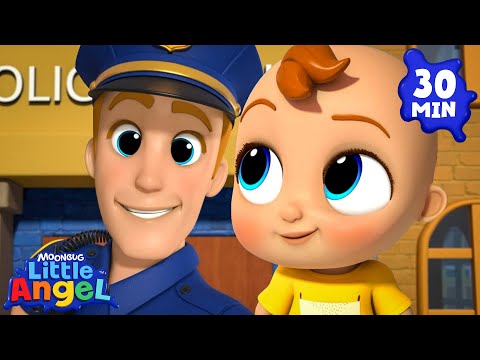 Police Song 👮| Little Angel 😇 | 🔤 Subtitled Sing Along Songs 🔤 | Cartoons for Kids