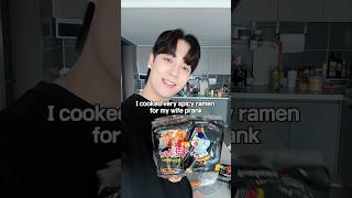 Korean spicy ramen prank on my wife🔥🤣 #shorts #comedy #prank