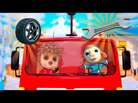 The Fire Truck Has A Broken Tire | Kids Cartoon | Dolly and Friends 3D