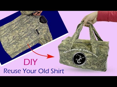 Shirt to Bag its easy to make Bag from Old Shirt | old shirt reuse ideas #diy