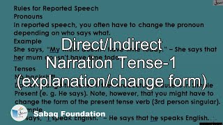 Direct/Indirect Narration Tense-1 (explanation/change form)