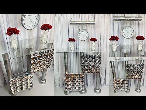 Two Amazing DIY Chandelier Floating Clock & Entryway Table Using Dessert Bowls | Home Decor 2023