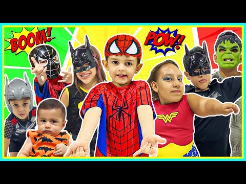 Reunião de SUPER HERÓIS | Mesversário do Davi  - Crescendo com JP
