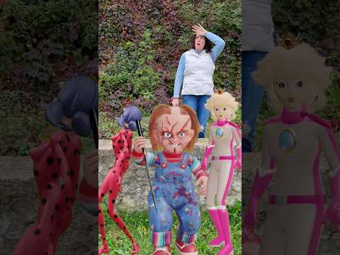 Dolls turned into real Chucky, Lady Bug,Princess  Peach #shorts #funny