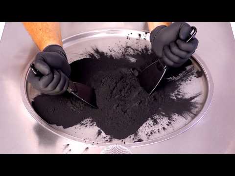 Making Black Ice Cream Rolls with Charcoal?! ASMR Food Satisfaction