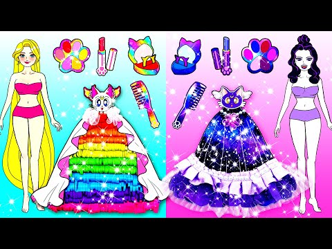 Rainbow VS Purple Princess Makover & Dress Up - Barbie Transformation Handmade - Woa Doll Channel