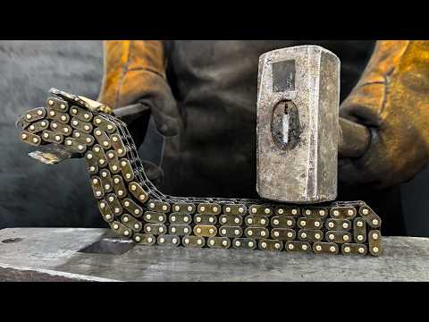 Forging a Damascus from Car Chain