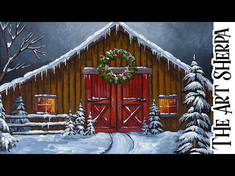 Old Barn in Winter Landscape 🌟🎨 How to Draw and Paint tutorial for Beginners