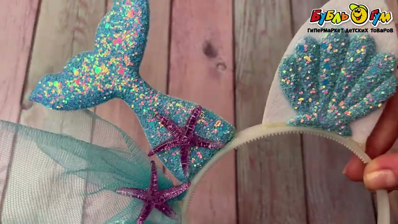 Ободок русалка голубой - видео