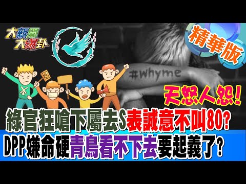 天怒人怨!綠官狂嗆下屬去S表誠意不叫80?DPP嫌命硬青鳥看不下去要起義了?【#大新聞大爆卦】精華版1 20241213 @大新聞大爆卦HotNewsTalk