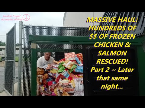 MASSIVE HAUL! HUNDREDS OF $$ OF FROZEN CHICKEN & SALMON RESCUED!  Part 2 ~ Later that same night...