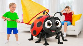 Kids catching GIANT bugs at Home and learn facts about Insects!