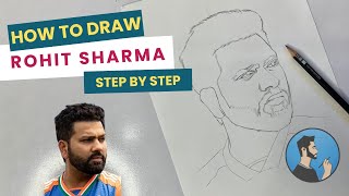 How to draw Rohit Sharma Sketch Step by Step || IPL 2025