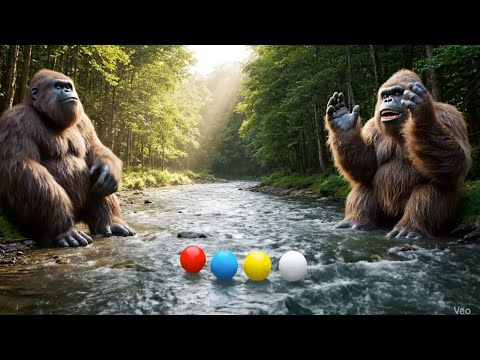 Two Giant Baboons Are Enjoying The Race