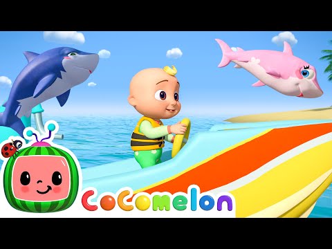 Cruising With the Sharks 🦈 Balloon Boat Race 🎈 CoComelon JJ's Animal Time | Animal Songs