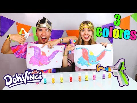 3 Colores Challenge con Pistola de Plastilina, AMARA y PlayDoh (Dumbo, LadyBug) - Juguetes vs Ami