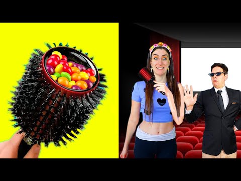 PROVO I TRUCCHETTI PER NASCONDERE IL CIBO AL CINEMA!!! SNACK AL CINEMA VIDEO DIVERTENTE!! SCHERZI!