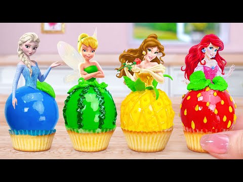 Princess & Fruits Cake Design😍Satisfying Miniature Disney Princess Cake Pop Decorating ✨Mini Cakes