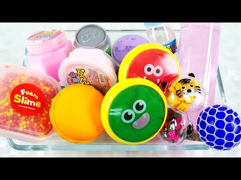 Satisfying Video How to make Rainbow Store Bought Slime Mixing All My Slime Smoothie Cutting ASMR