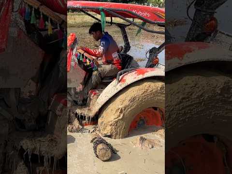 Action Tractor Stuck in Mud #tractor #tractor video#machine #kobotor