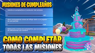 COMO COMPLETAR TODAS LAS MISIONES CUMPLEAÑOS NUMERO 8 DE FORTNITE