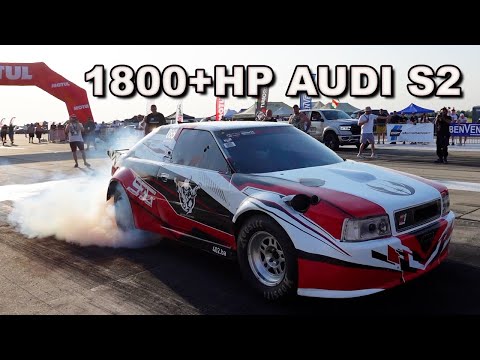 1800+ HP AUDI S2 TRYING TO RUN A SUB 7 SECOND 1/4 MILE ON AN AIRPORT DRAG STRIP