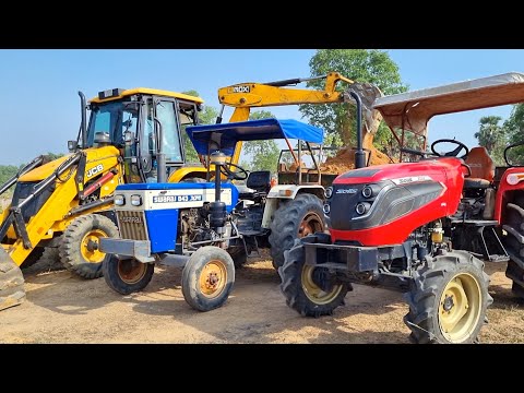 Jcb 3dx Eco excellence Backhoe Machine Loading Red Mud In Mahindra and Swaraj Tractor | Jcb Video