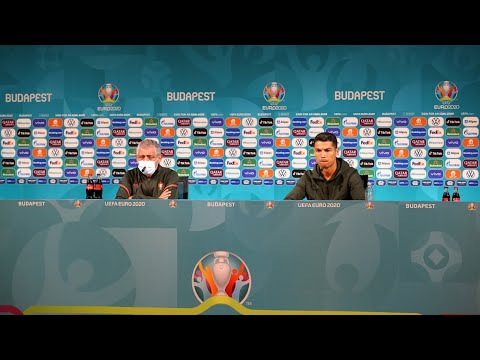 Cristiano Ronaldo replaces UEFA sponsor drink with water.