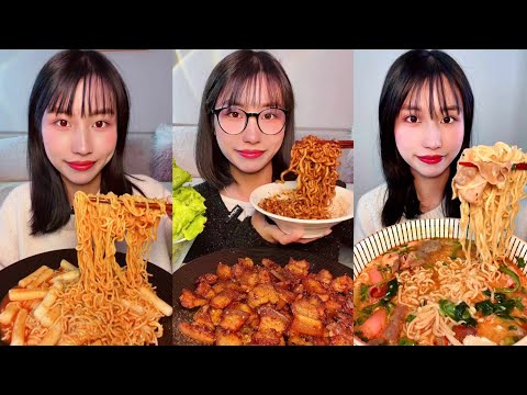 ASMR MUKBANG | 불닭볶음면와떡볶이 먹방 | 중국인 먹방 모음 | 중국당면 먹방 | 매운라면 삼겹살튀김 | 치킨버거 | 매운음식먹방 | Asmr Mì Cay Mukbang