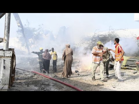 YouTube video thumbnail: At Least Three Killed After AU Military Helicopter Crashes in Somalia's Mogadishu Airport