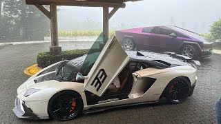 RAINY SUNDAY!! AVENTADOR S X TESLA CYBERBEAST AND PLAID UNPLUGGED