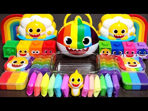 ASMR Rainbow Baby Shark Slime Mixing Random Into Slime!Satisfying Slime#ASMR#Slime#satisfying