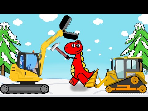 Excavator JCB Video with Bulldozer & Truck | Excavator and Bulldozer Build a Sand Snowman | Cartoon