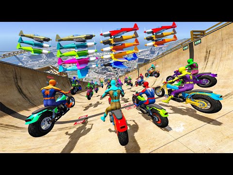 Rainbow Spiderman vs Longest Ramp in GTA 5 - Jumping from Highest in GTA 5 #1