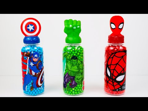 SUPERHERO BOTTLE ASMR: SURPRISE FIGURES - Unboxing & Reveal with Spider-Man, Hulk & Cap. America