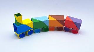 How To Make Moving Paper Train | Easy And Simple Paper Crafts Train Making Tutorial | DIY Paper Toy