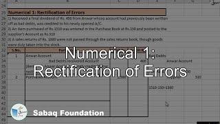 Numerical 1: Rectification of Errors