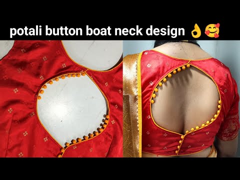 Blouse neck design new model ||  potali button boat neck blouse design