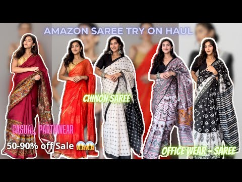 Amazon Saree Try on Haul in budget ||Under 499/- ||Office , Farewell , College || sale Upto 80% off