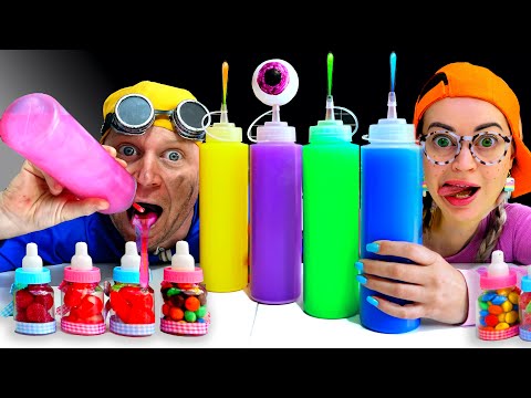 Mukbang Big Bottle Color Candy drink 보틀 캔디 젤리 먹방 with Jelly by PelMen