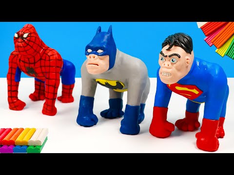 How to make King kong mod superhero Superman, Batman and Spider-man, Hulk, Ironman with Clay