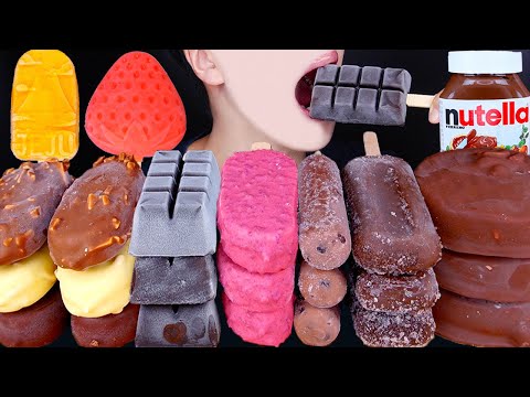 ASMR MAGNUM CHOCOLATE ICE CREAM NUTELLA DESSERT MUKBANG 초콜릿 아이스크림 먹방 チョコレートアイスクリーム 咀嚼音 EATING SOUNDS