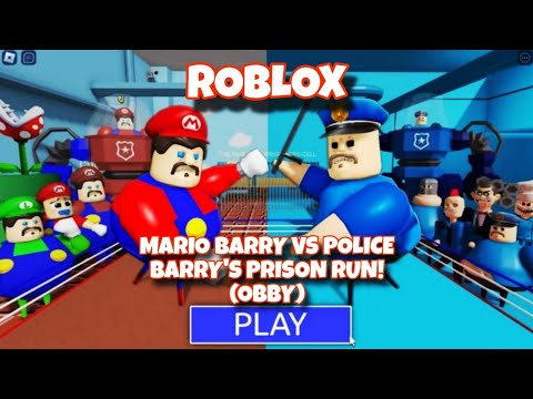 MARIO BARRY VS POLICE BARRY'S PRISON RUN!(OBBY)#roblox #scarryobby