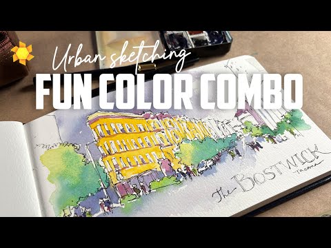 Loose Urban Sketch....Splish splash! Try this color combo