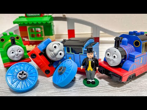 きかんしゃトーマス LEGO デュプロの機関車たちがブロックを運んできて組み立てるよ Thomas & Friends building Blocks