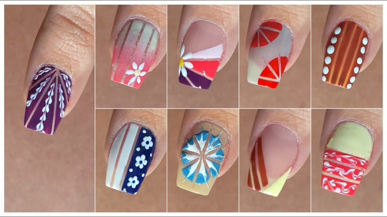 Top 10 Easy nail art designs with striping tape || Nail art for beginners