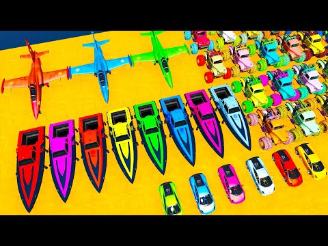 GTA V Mods Stunt Car Racing Challenge By SPIDER-MAN With Amazing Super Car Motocycle Boat And Planes